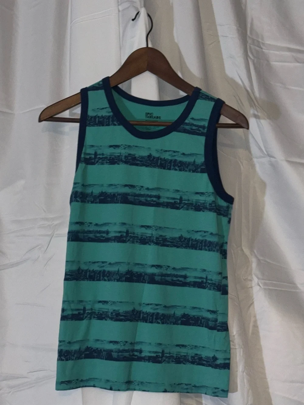 Striped Teal and Navy Tank Top